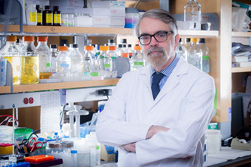The renowned Dr. Steven grant in the lab
